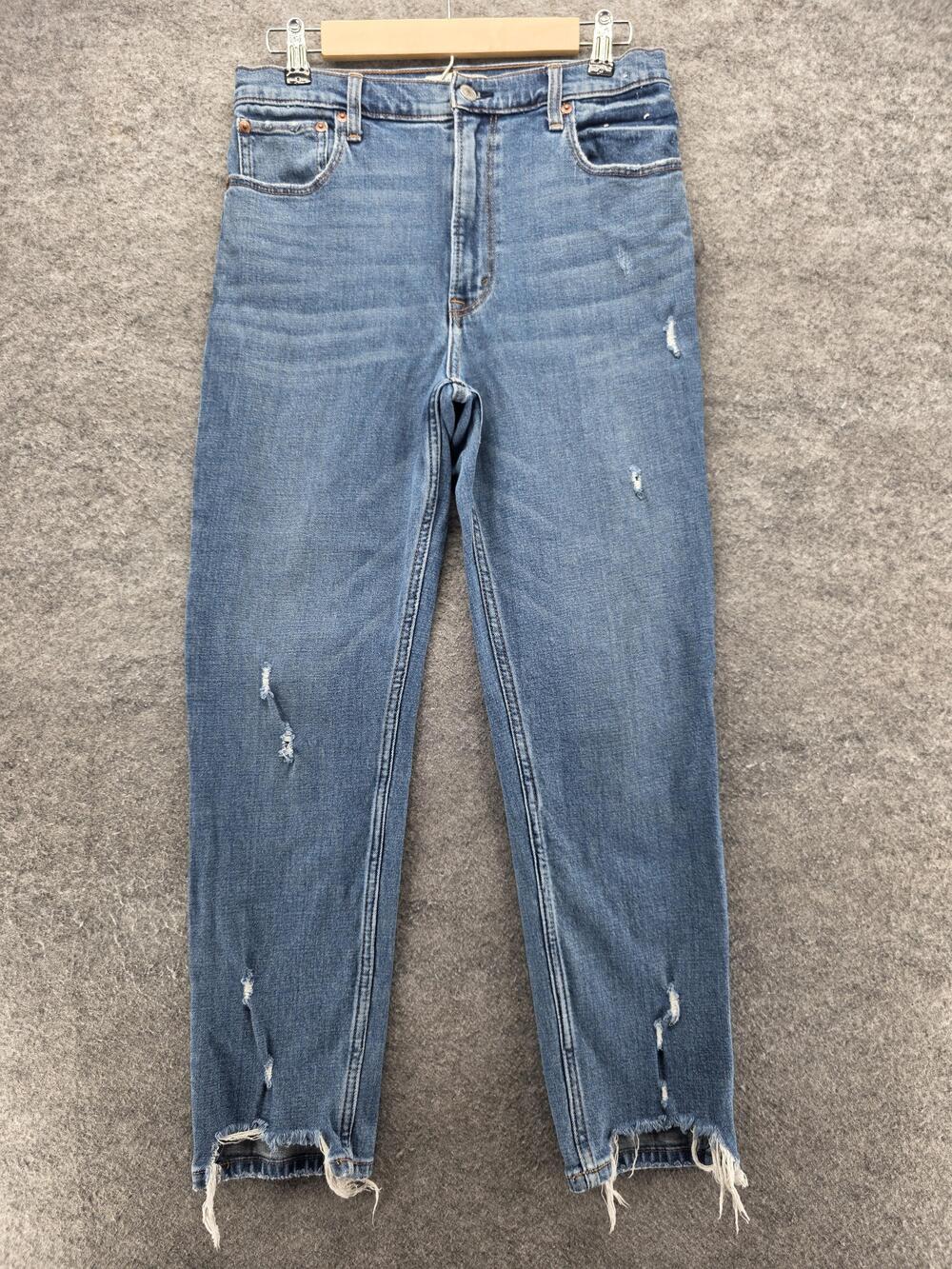 Abercrombie & Fitch Jeans Womens 30 10 Blue High Rise Skinny Distressed Raw Hem
